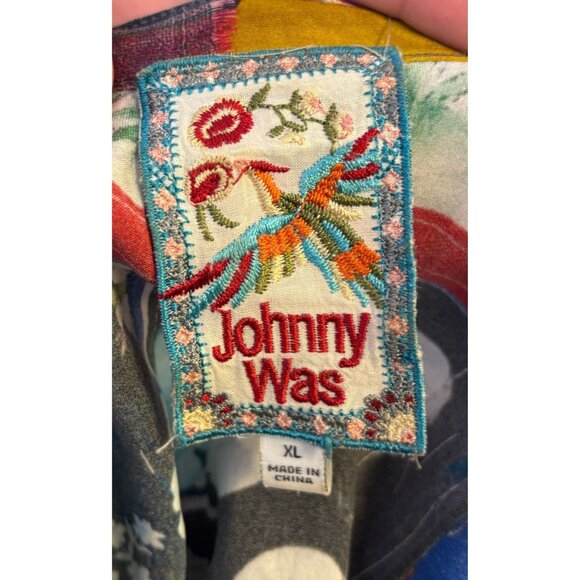 Johnny Was Silk Embroidered Blouse Multicolor Button-Down XL - Picture 7 of 7